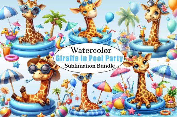 Funny Giraffe in Pool Party Clipart: Bringing Whimsy to Everyday Projects