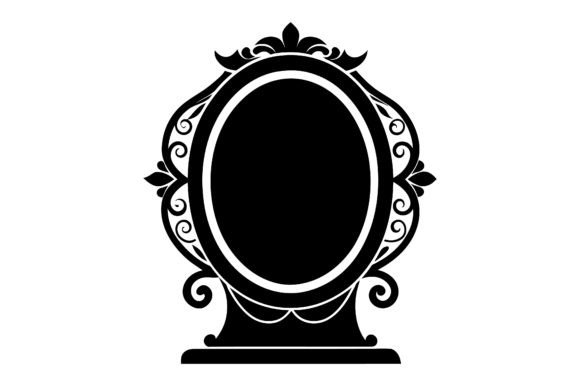 Mirror Line Art Black Silhouette Vector in Design