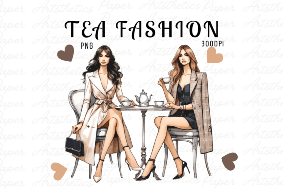 Tea and Fashion Girl PNG: Design Assets for Creatives