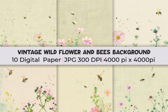Vintage Wild Flower and Bees Background: A Design Element That Brings Nature Indoors